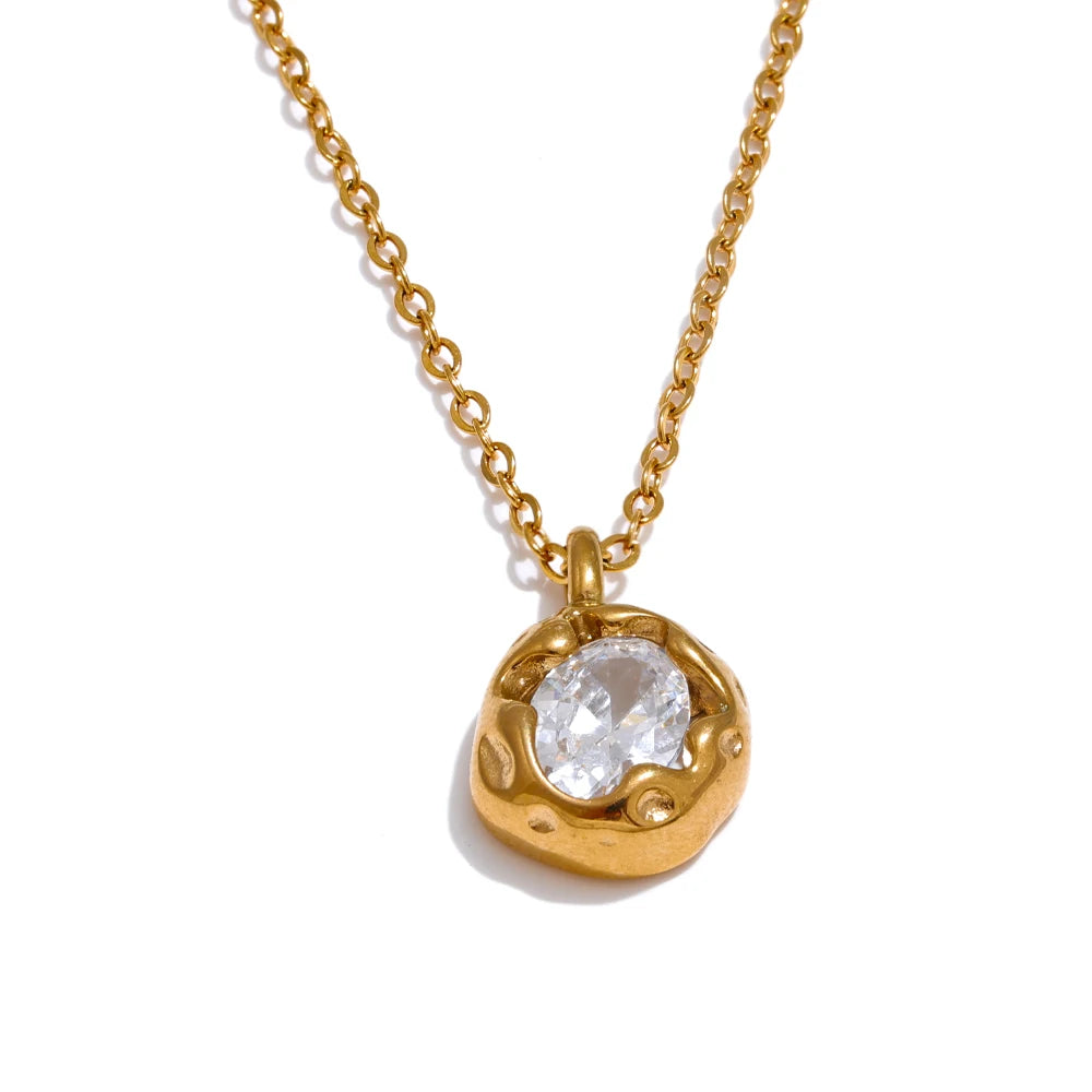 Isalene  Necklaces Gold Aurora Crystal Medallion Necklace