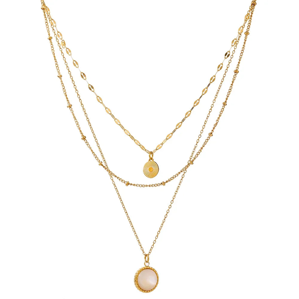 Isalene  Necklaces Gold Aurora Layered Medallion Necklace