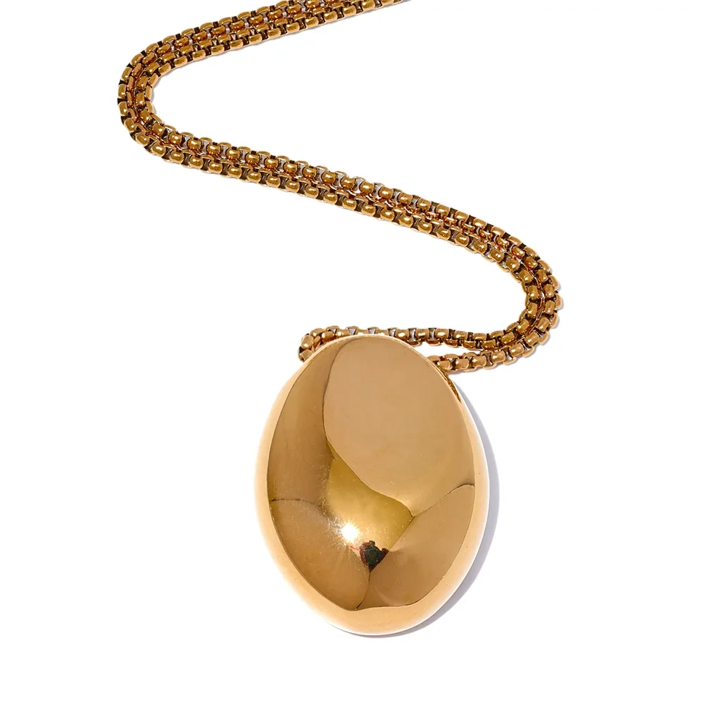 Isalene  Necklaces Gold Aurora Oval Pendant Necklace
