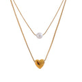 Isalene  Necklaces Gold Aurora Pearl & Heart Layered Necklace