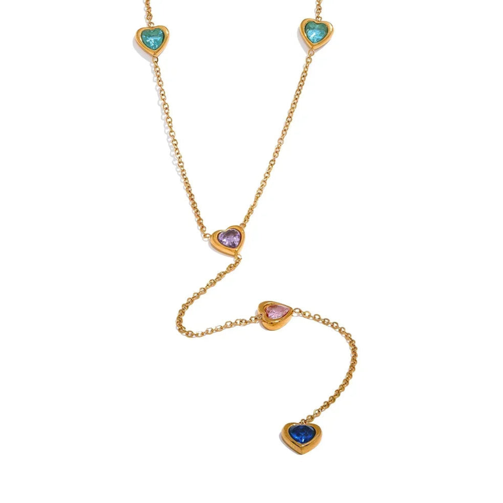 Isalene  Necklaces Gold Aurora Rainbow Heart Necklace