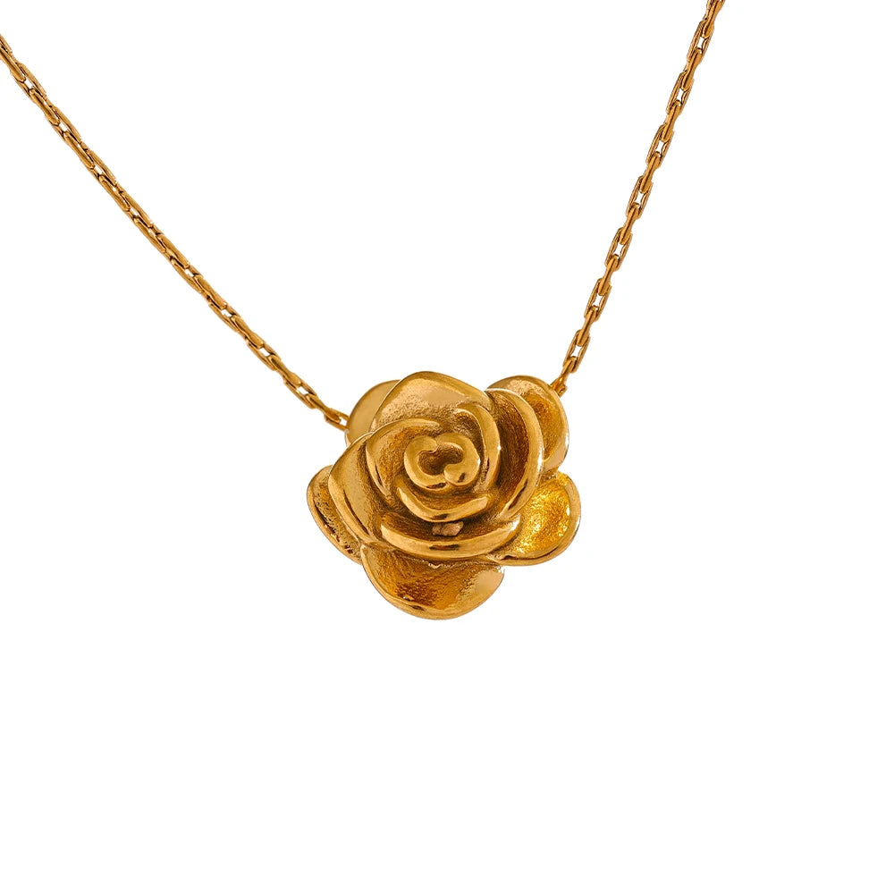 Isalene  Necklaces Gold Aurora Rose Pendant Necklace