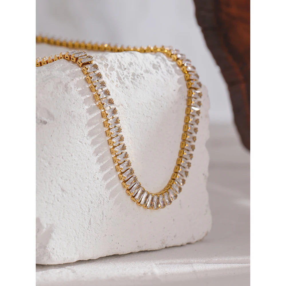 Isalene  Necklaces Gold Aurora Tennis Necklace