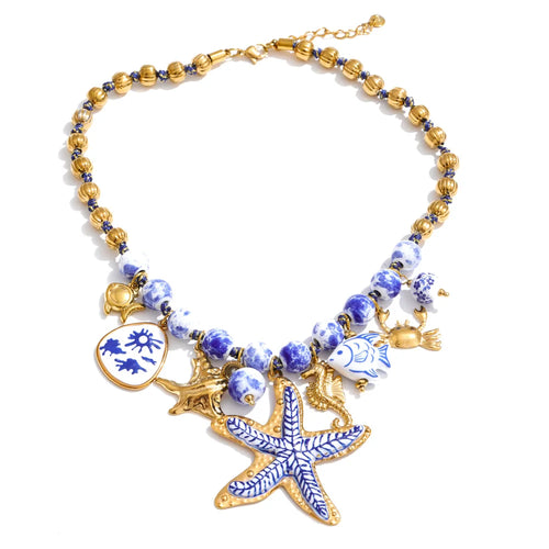 Isalene  Necklaces Gold Azure Coast Charm Necklace