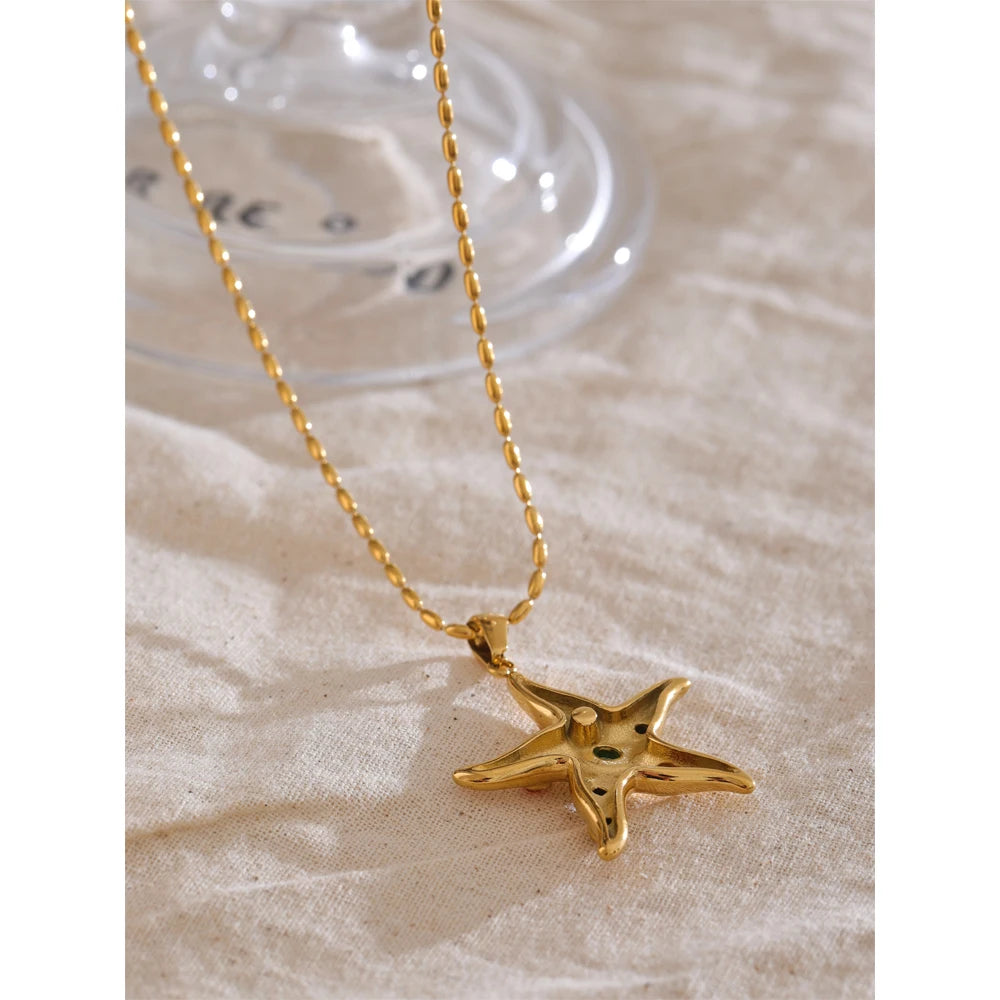Isalene  Necklaces Gold Azure Starfish Pendant Necklace