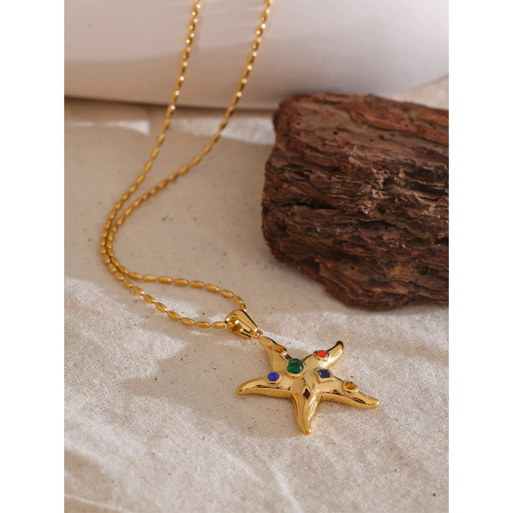 Isalene  Necklaces Gold Azure Starfish Pendant Necklace