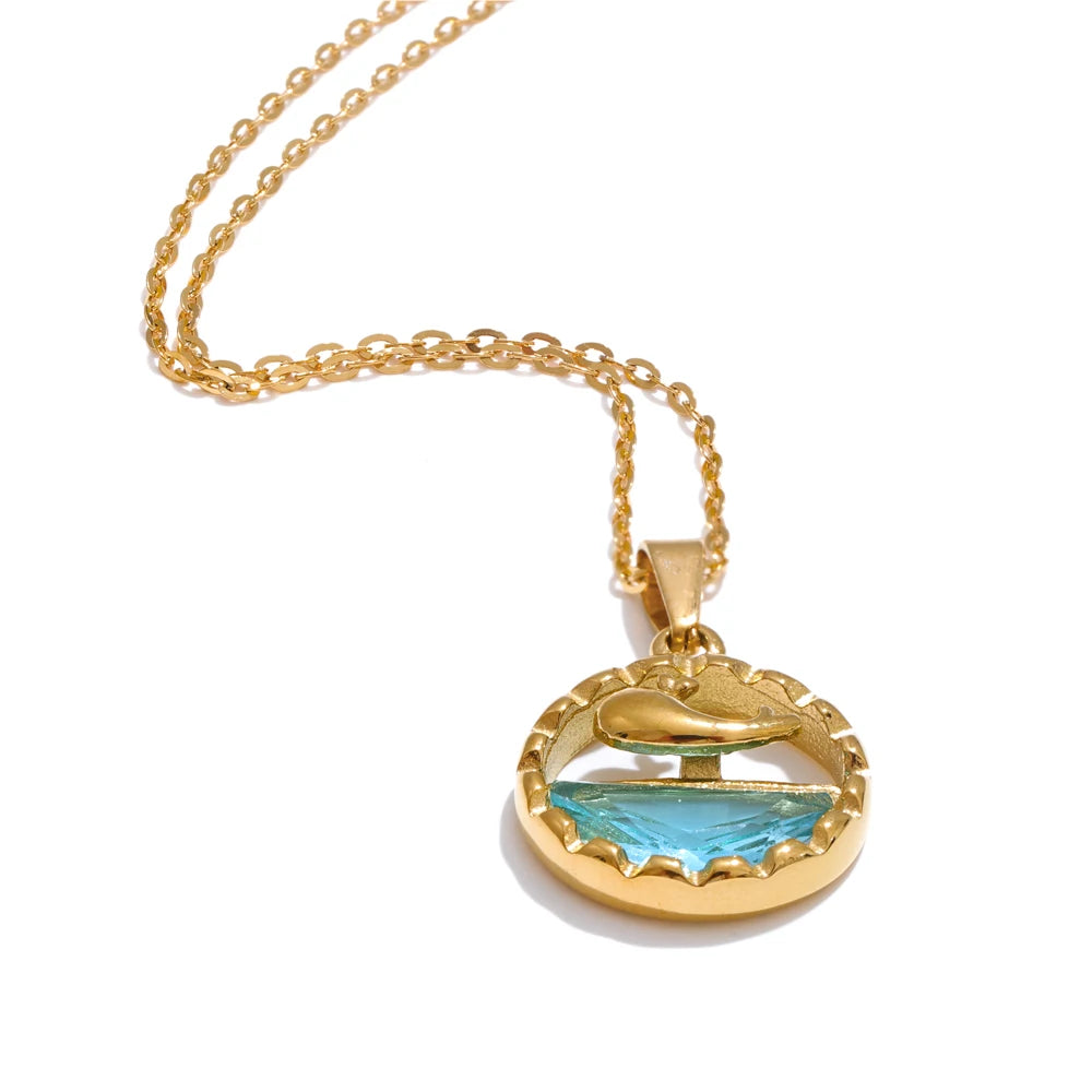 Isalene  Necklaces Gold Azure Whale Pendant Necklace