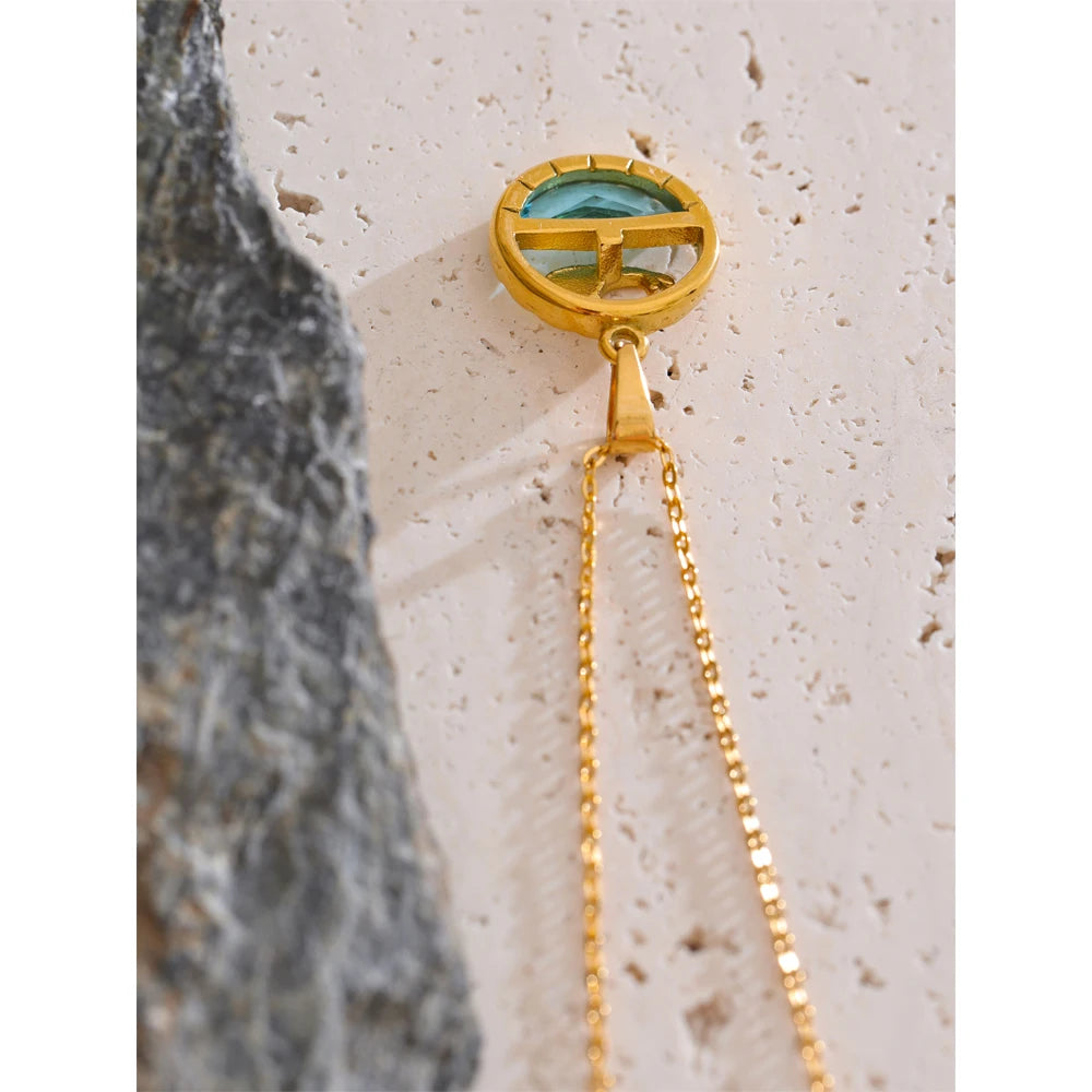 Isalene  Necklaces Gold Azure Whale Pendant Necklace