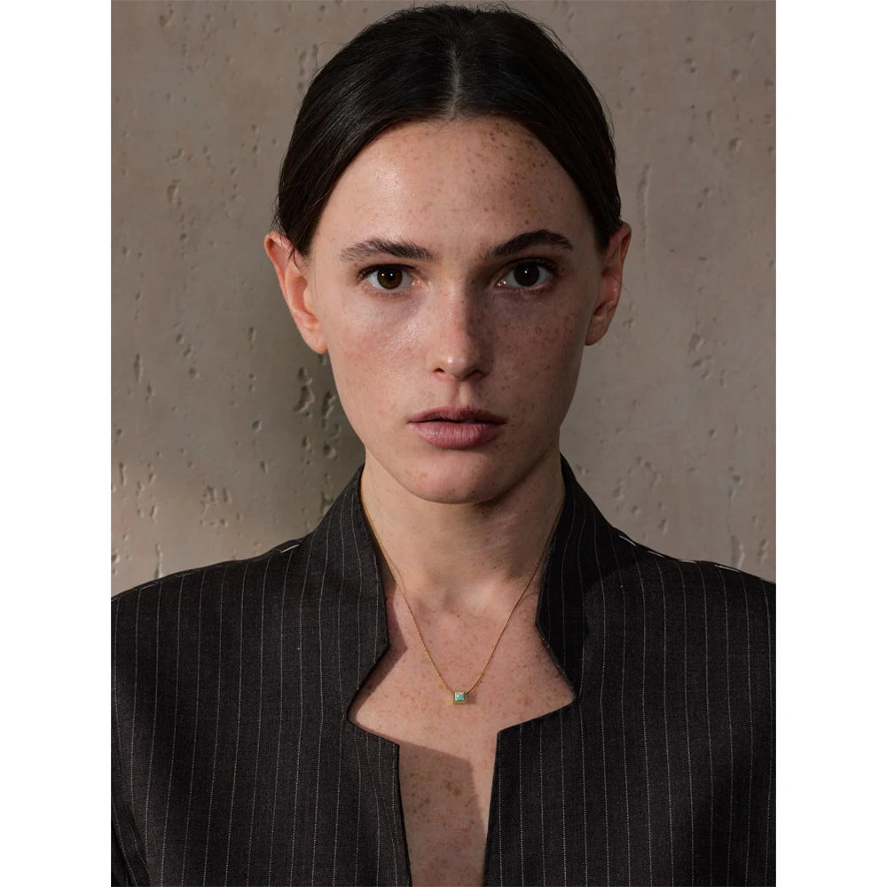 Isalene  Necklaces Gold / Blue Opal Opaline Block Necklace