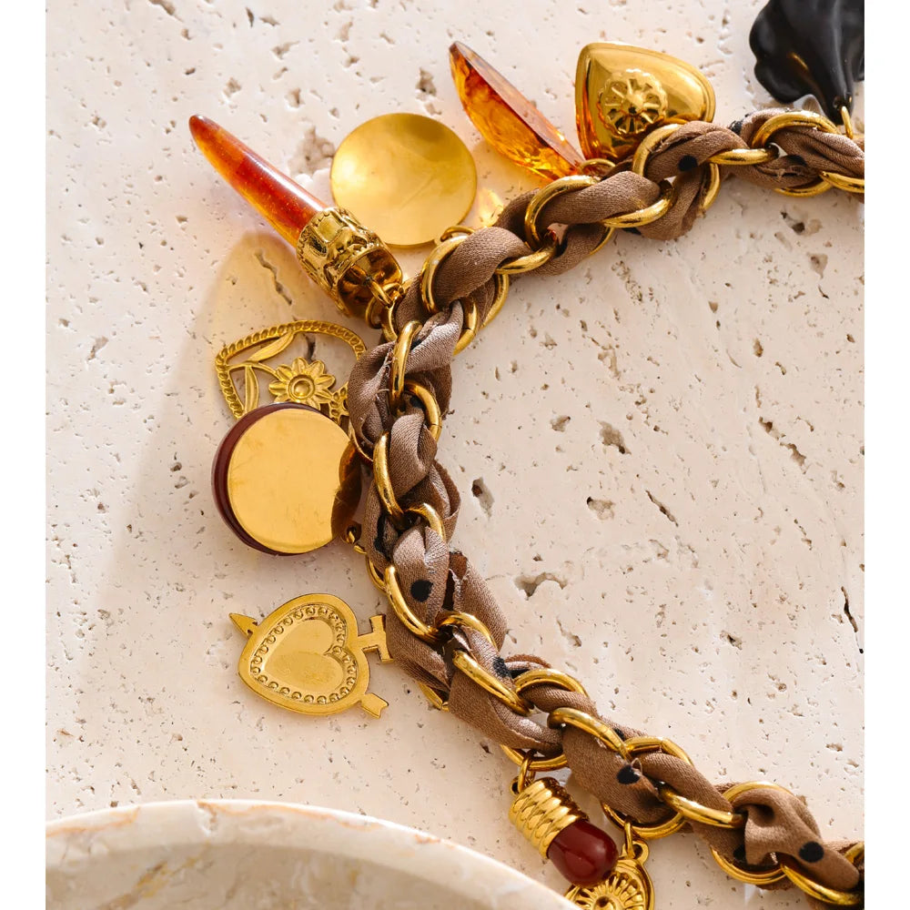 Isalene  Necklaces Gold / Brown Nomad Relic Charm Necklace