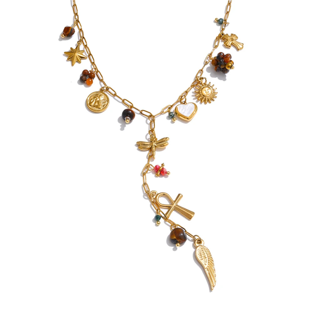 Isalene  Necklaces Gold Celeste Charm Cascade Necklace