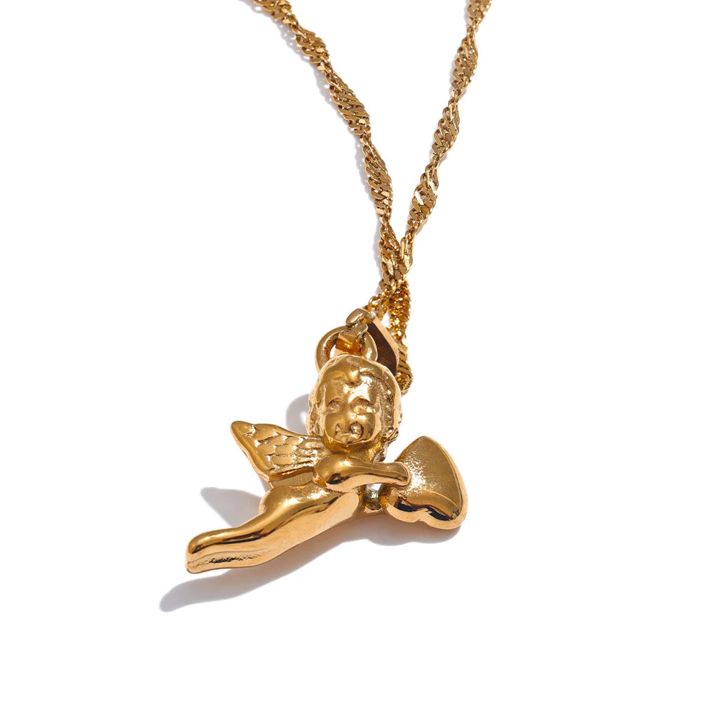 Isalene  Necklaces Gold Celeste Cherub Necklace