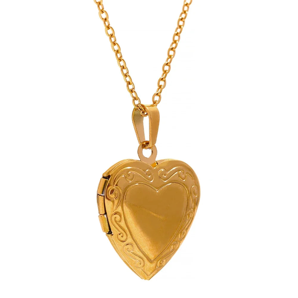 Isalene  Necklaces Gold Celeste Heart Locket Necklace
