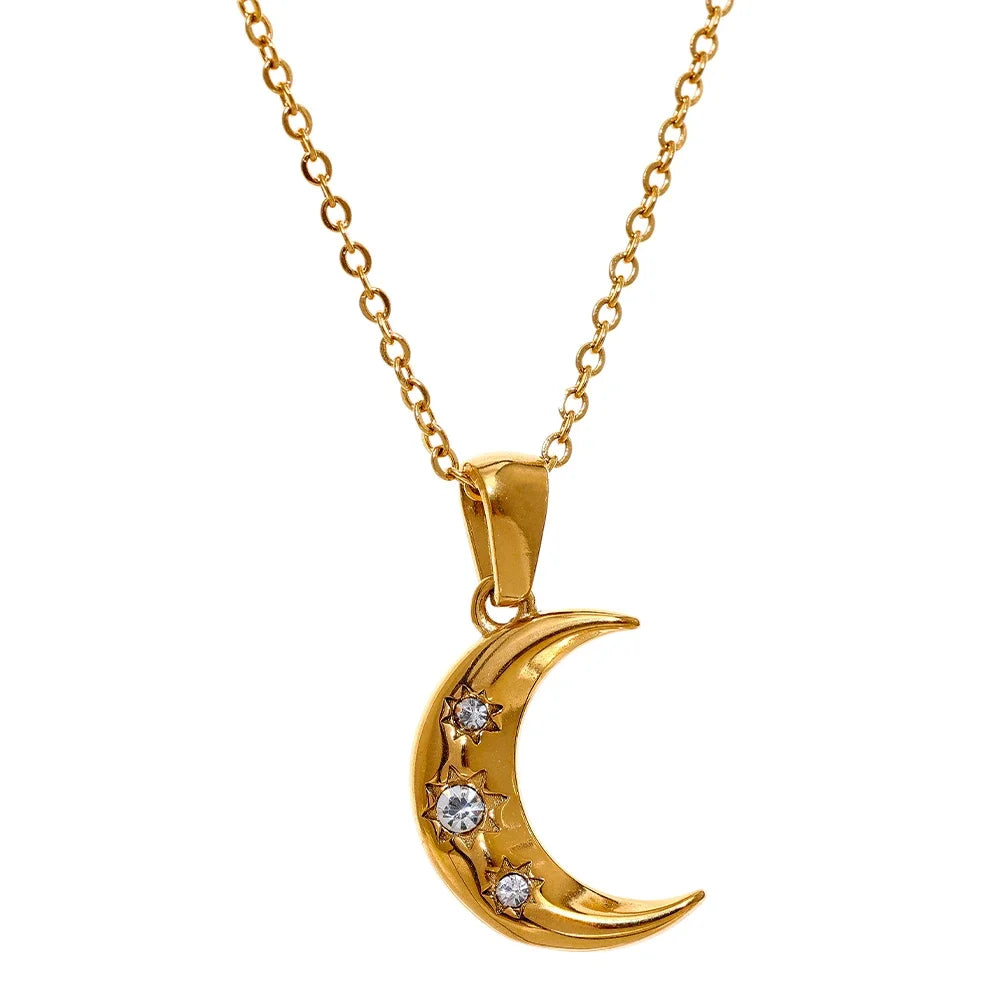 Isalene  Necklaces Gold Celestia Moon Necklace
