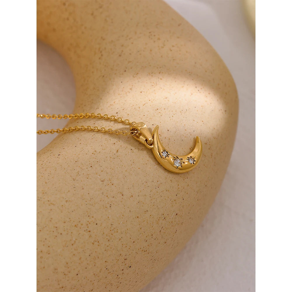 Isalene  Necklaces Gold Celestia Moon Necklace