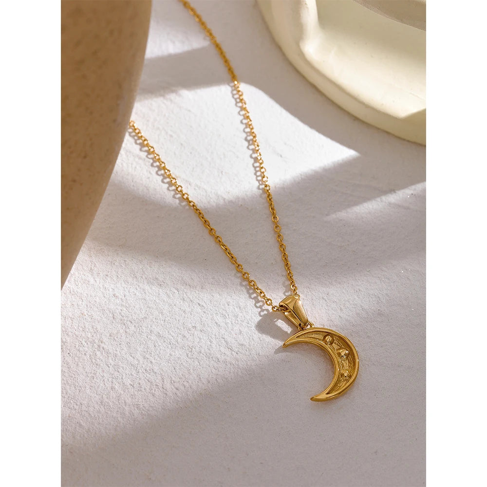 Isalene  Necklaces Gold Celestia Moon Necklace