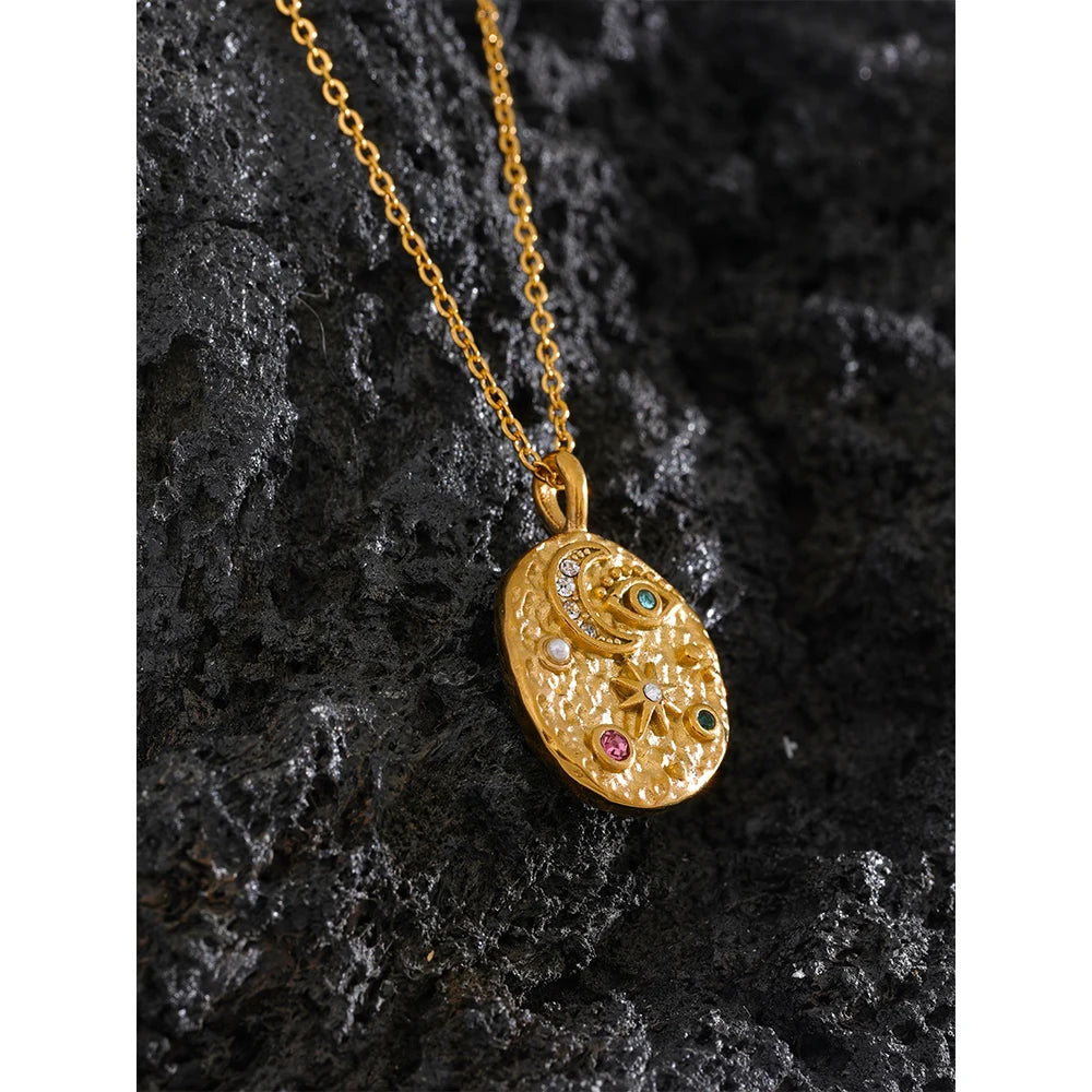 Isalene  Necklaces Gold Celestial Aura Pendant Necklace