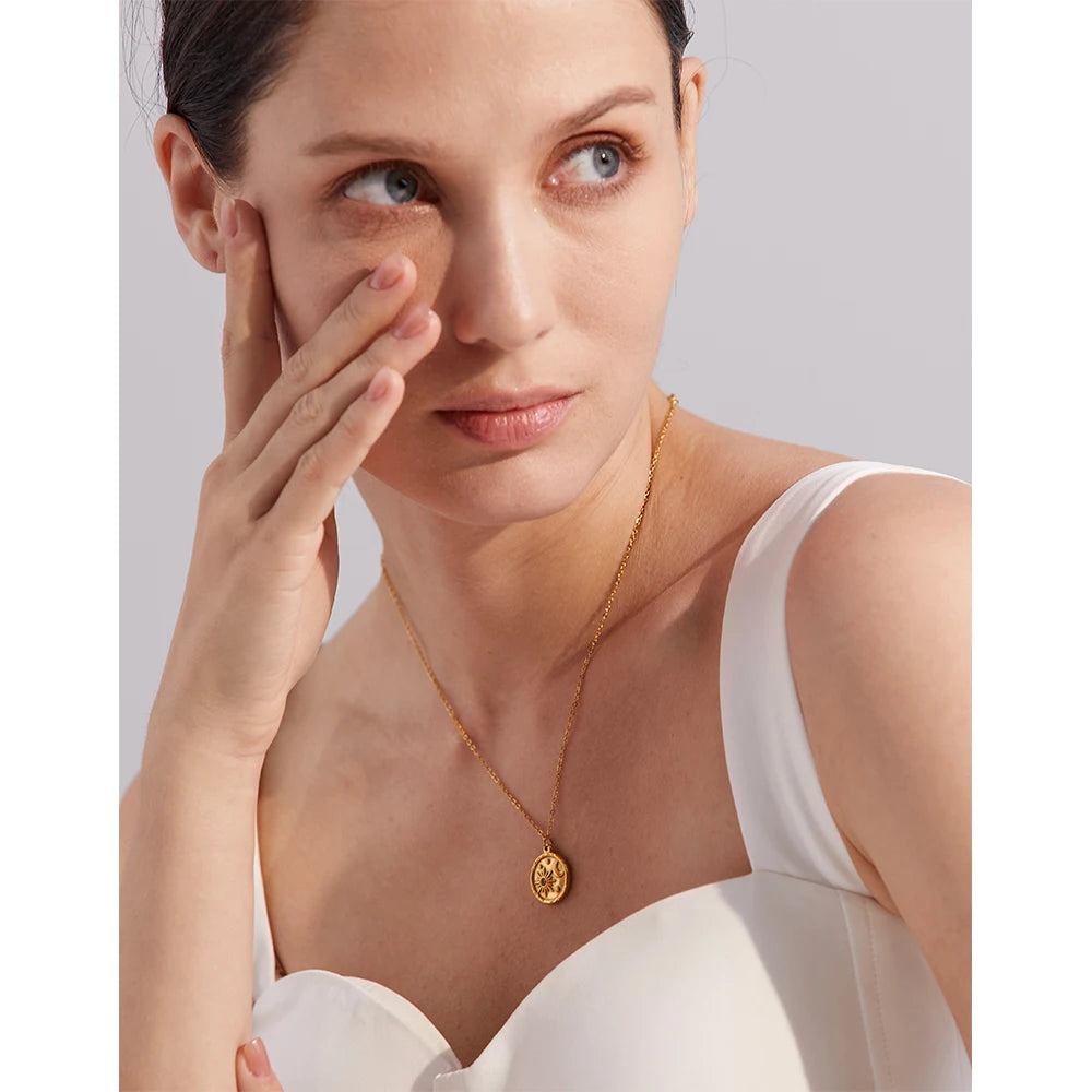 Isalene  Necklaces Gold Celestial Medallion Necklace