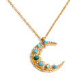 Isalene  Necklaces Gold Celestial Moonstone Crescent Necklace