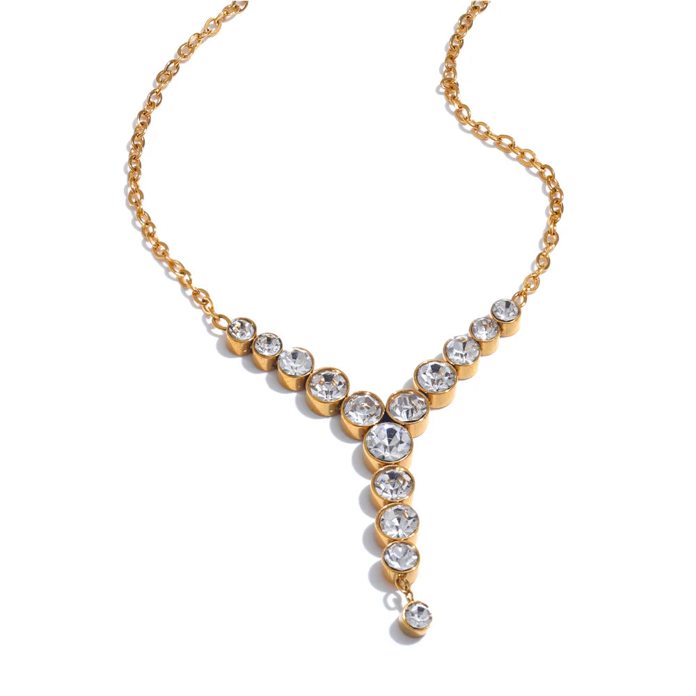 Isalene  Necklaces Gold Celestine Crystal Necklace