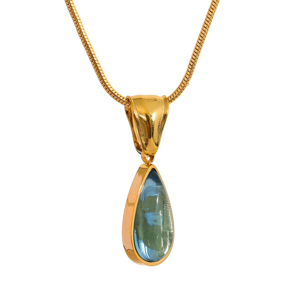 Isalene  Necklaces Gold Elara Teardrop Gem Necklace