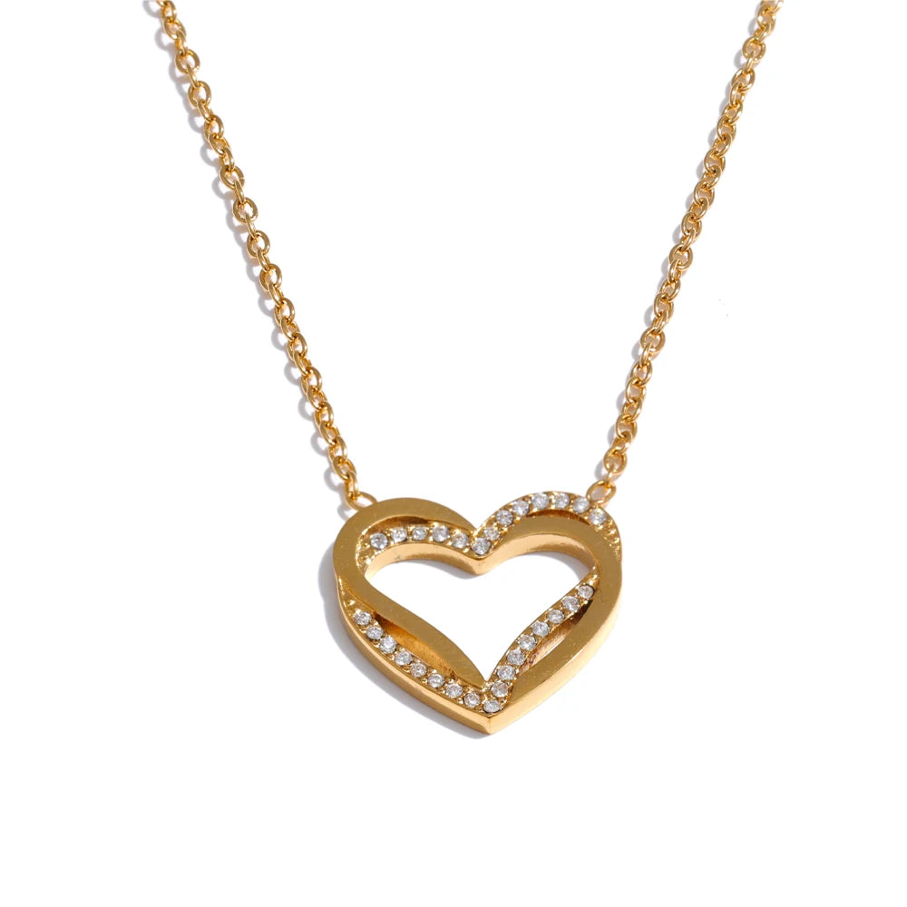 Isalene  Necklaces Gold Evera Open Heart Necklace