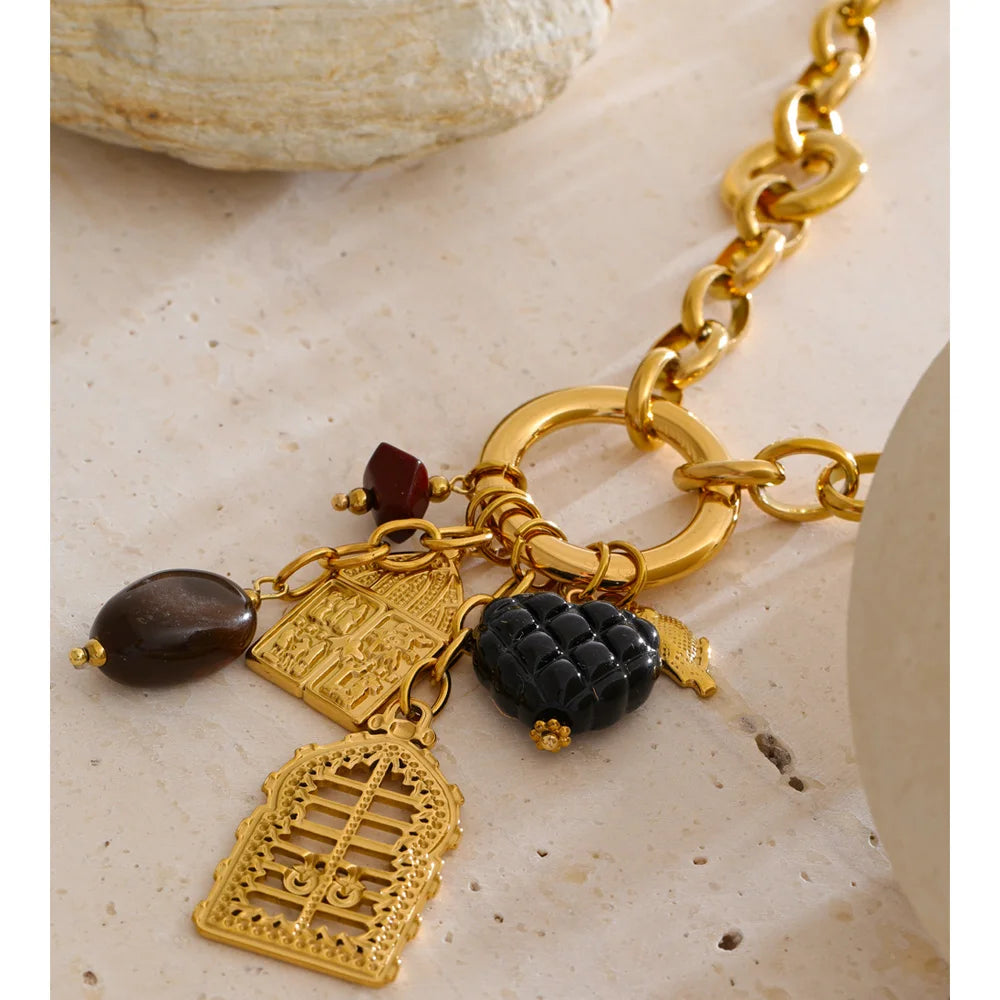 Isalene  Necklaces Gold Gatekeeper Charm Chain