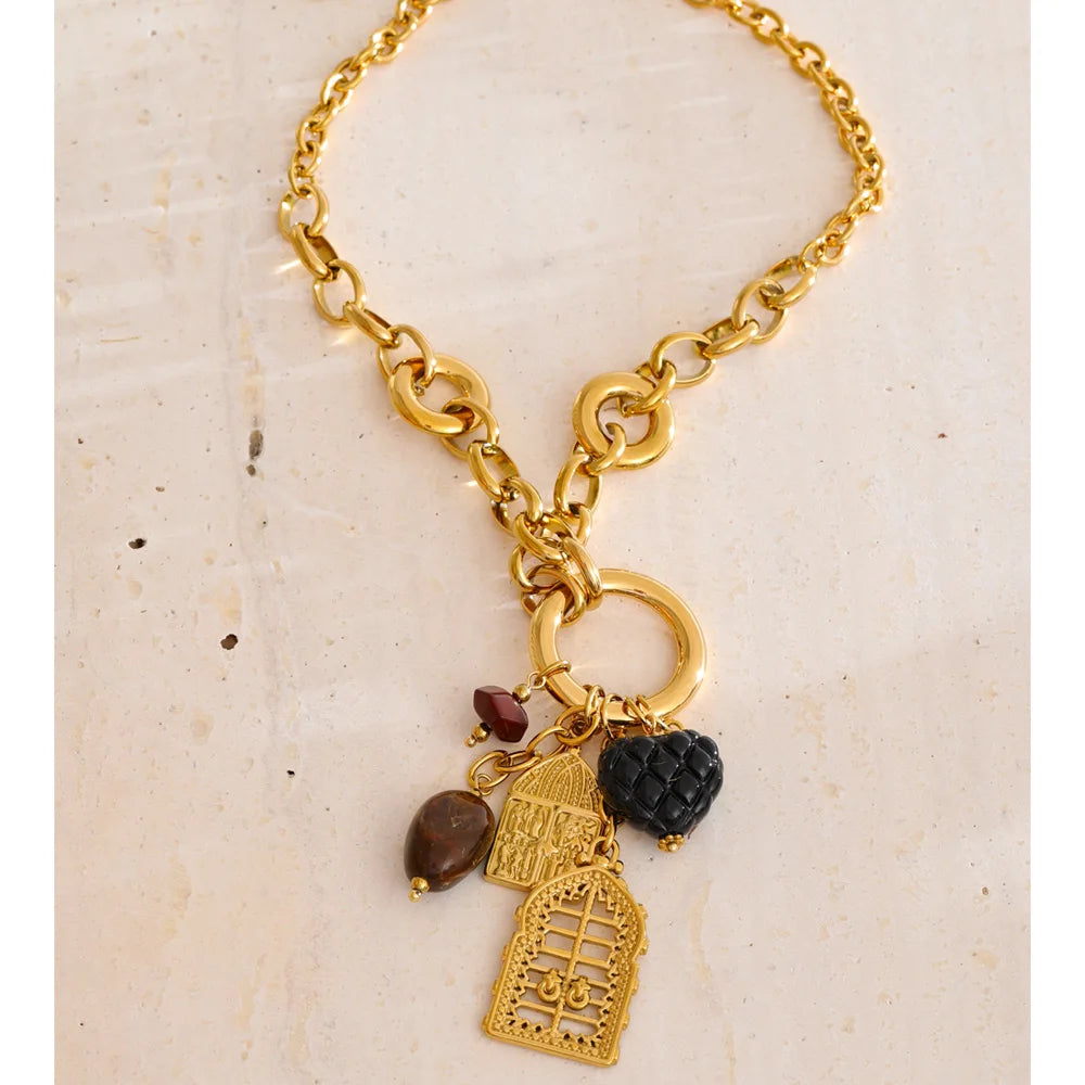 Isalene  Necklaces Gold Gatekeeper Charm Chain