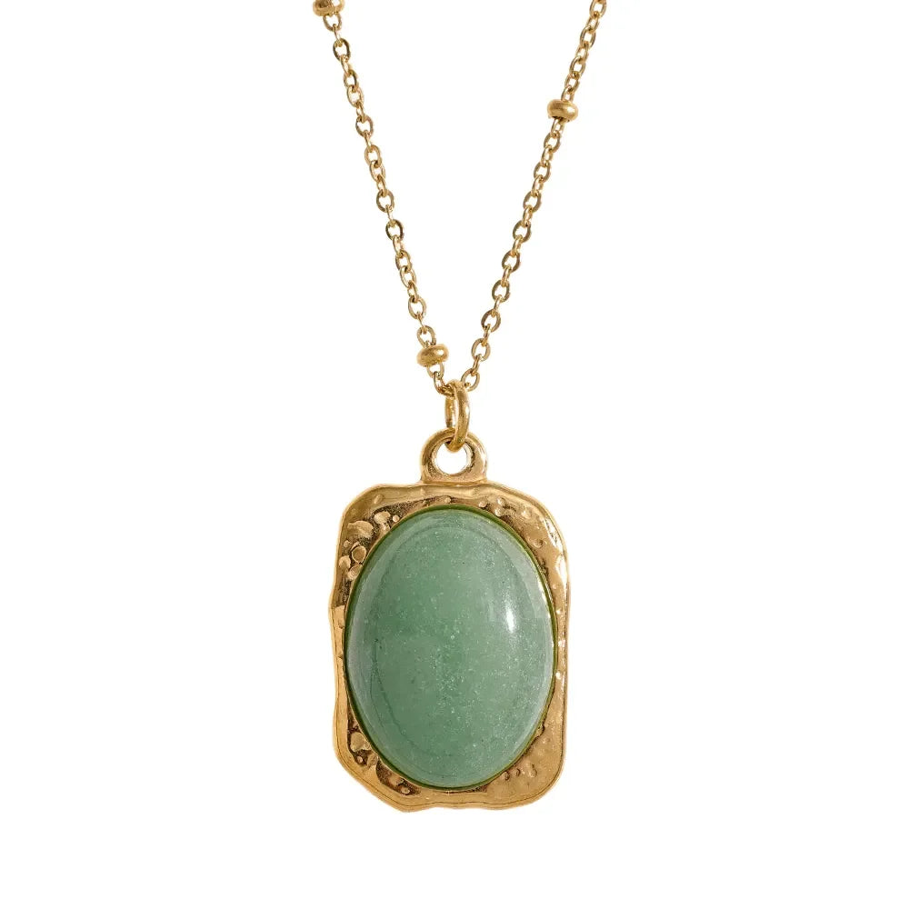 Isalene  Necklaces Gold / Green Aurora Gemstone Pendant Necklace