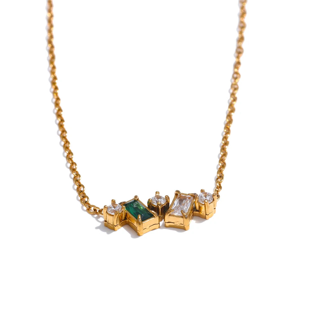 Isalene  Necklaces Gold / Green & Crystal Prism Arc Necklace