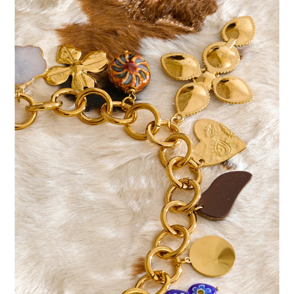 Isalene  Necklaces Gold Heirloom Cross Charm Necklace