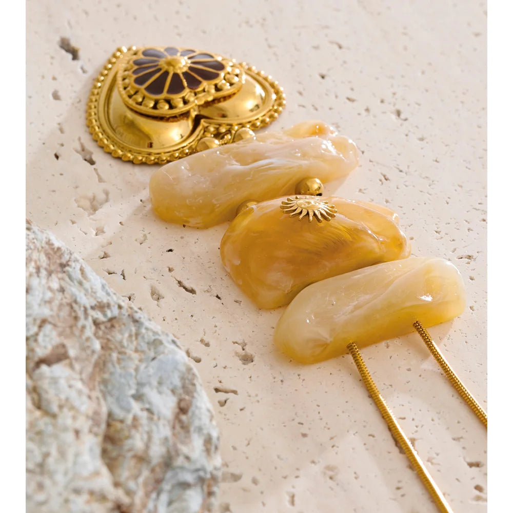 Isalene  Necklaces Gold / Honey Agate / Adjustable (16–18 inches) Sunstone Heart Pendant