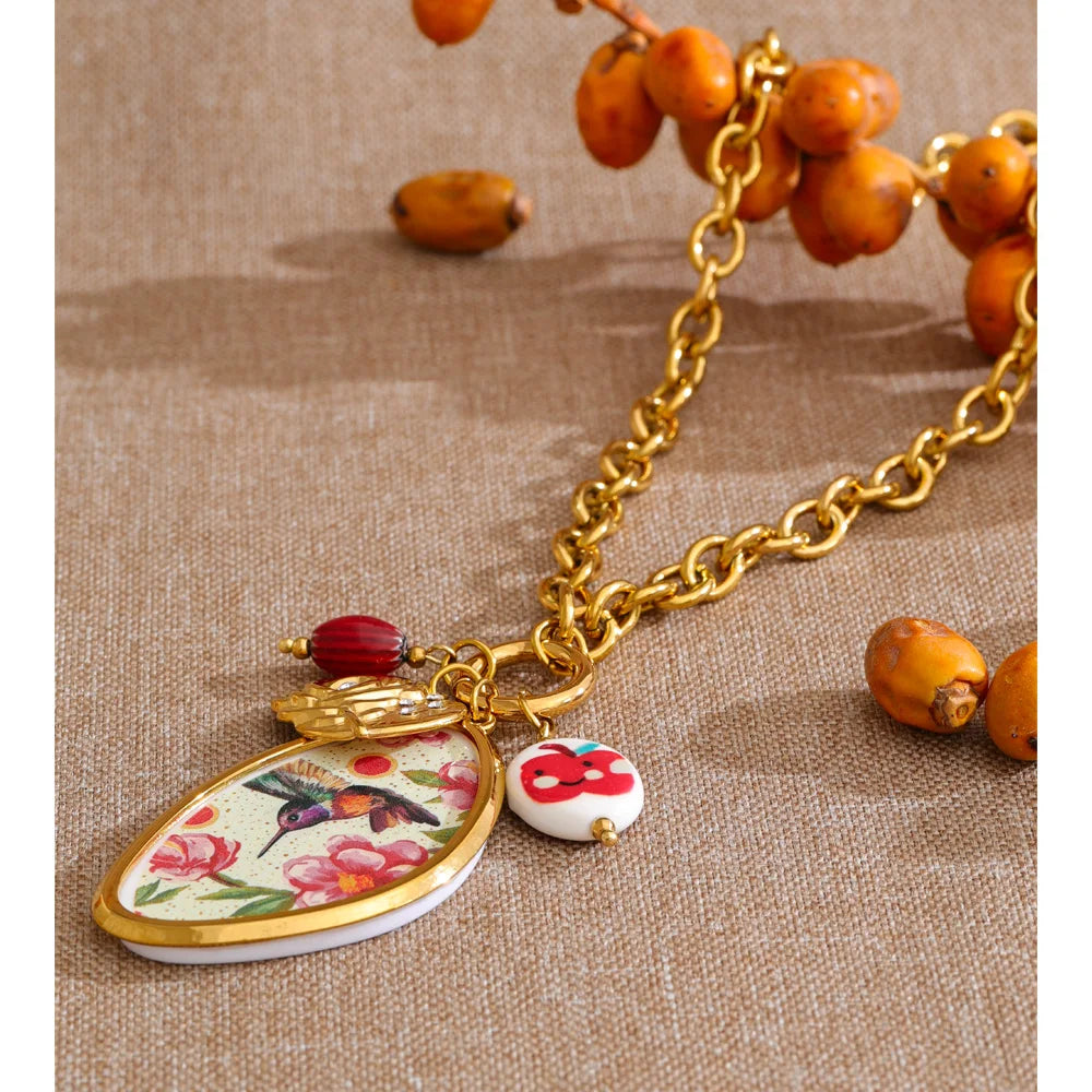 Isalene  Necklaces Gold Hummingbird Charm Necklace