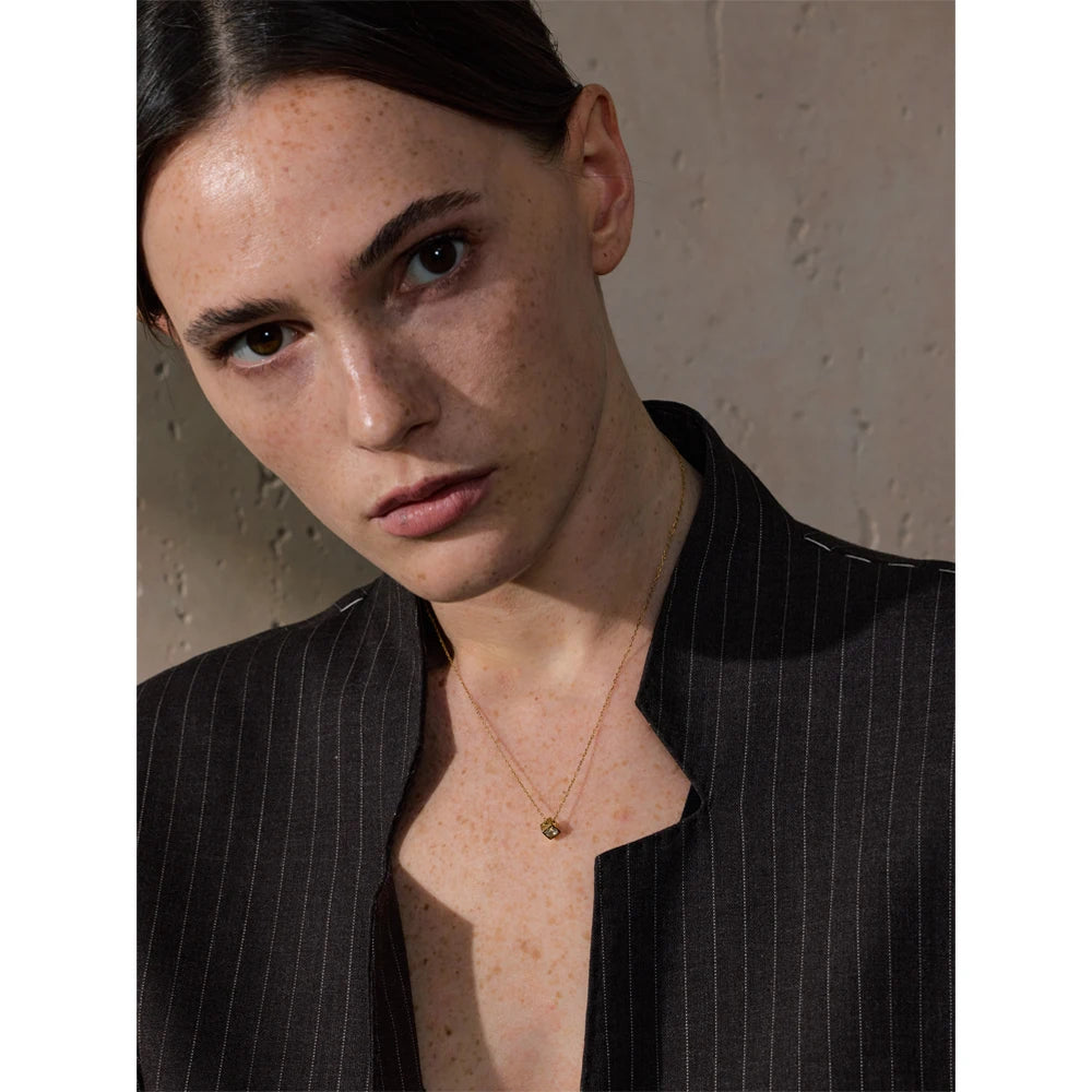 Isalene  Necklaces Gold Intention Cube Necklace