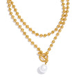 Isalene  Necklaces Gold Isabella Pearl Toggle Necklace