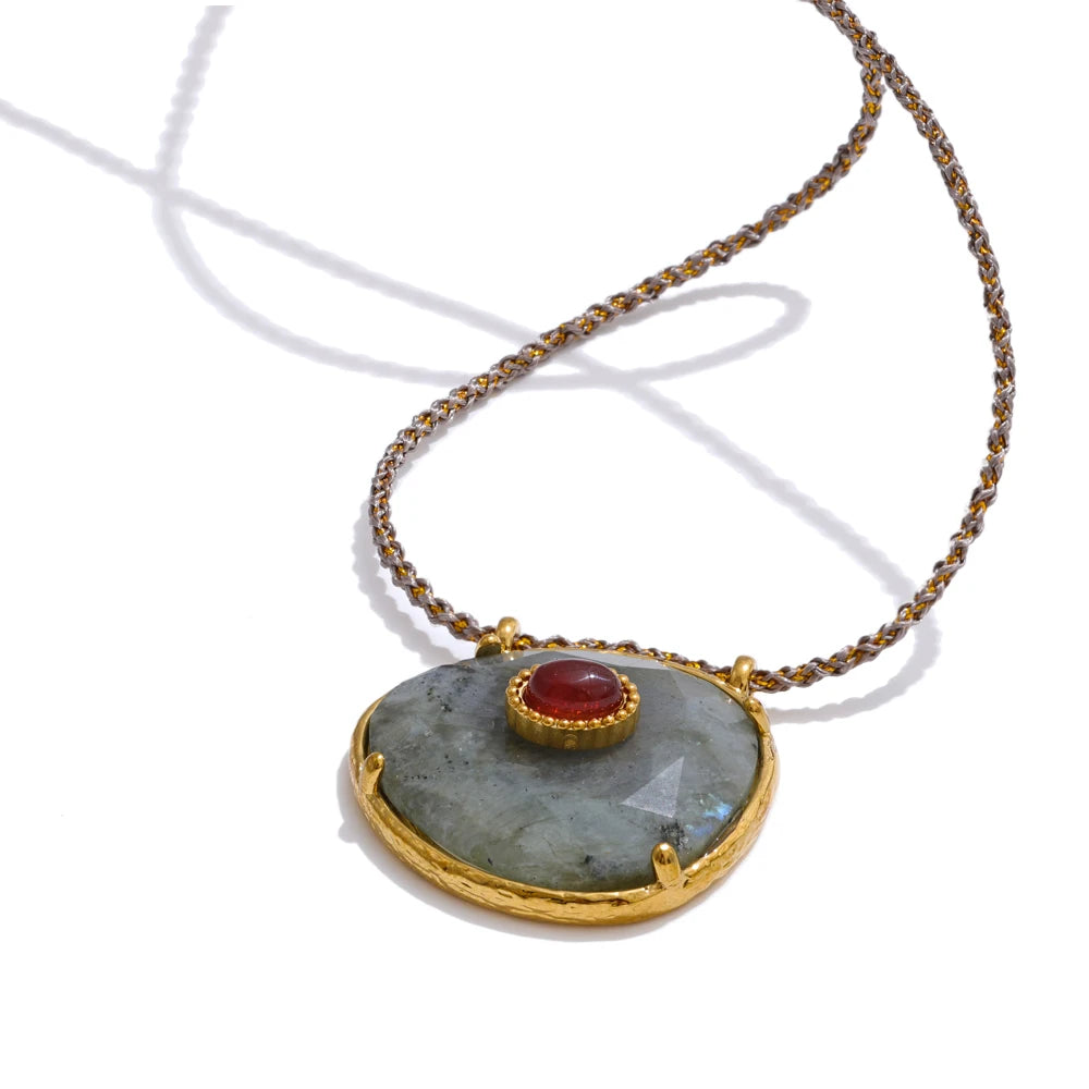 Isalene  Necklaces Gold Isadora Stone Pendant Necklace