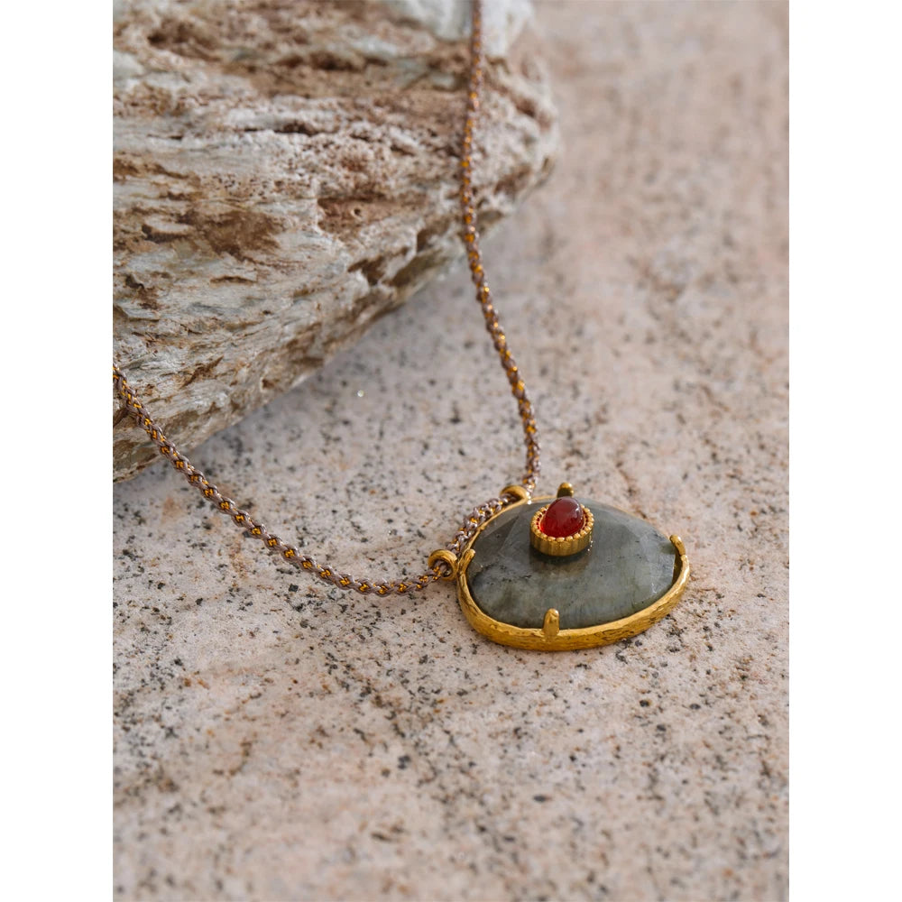 Isalene  Necklaces Gold Isadora Stone Pendant Necklace