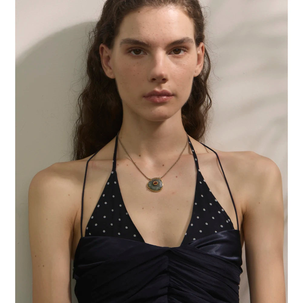 Isalene  Necklaces Gold Isadora Stone Pendant Necklace