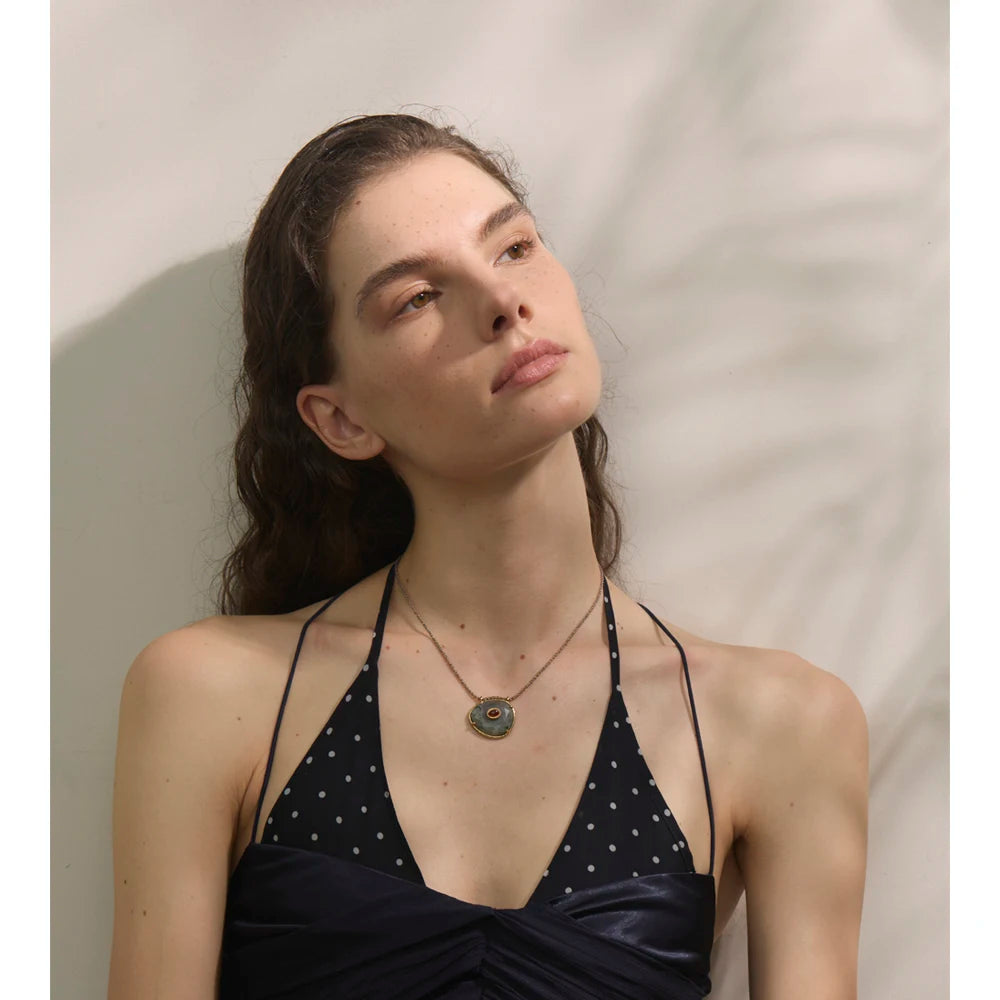 Isalene  Necklaces Gold Isadora Stone Pendant Necklace