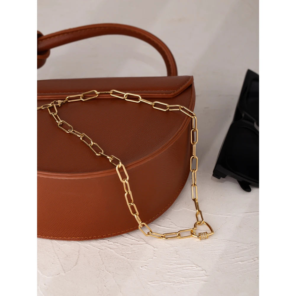 Isalene  Necklaces Gold Linked Heart Necklace