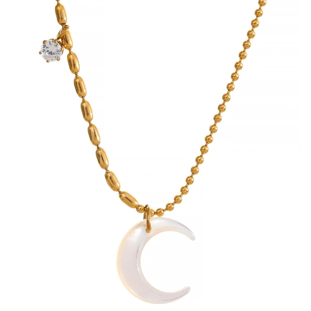 Isalene  Necklaces Gold Luna Crescent Necklace