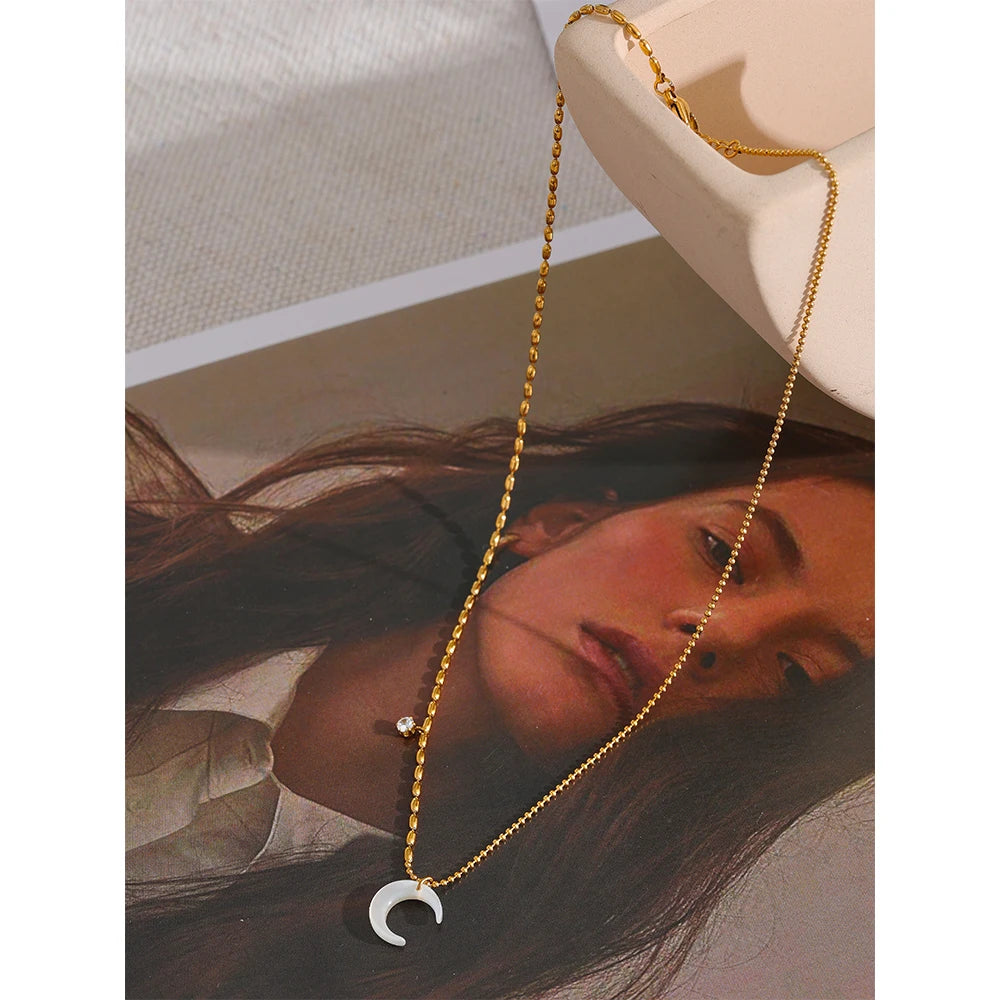 Isalene  Necklaces Gold Luna Crescent Necklace