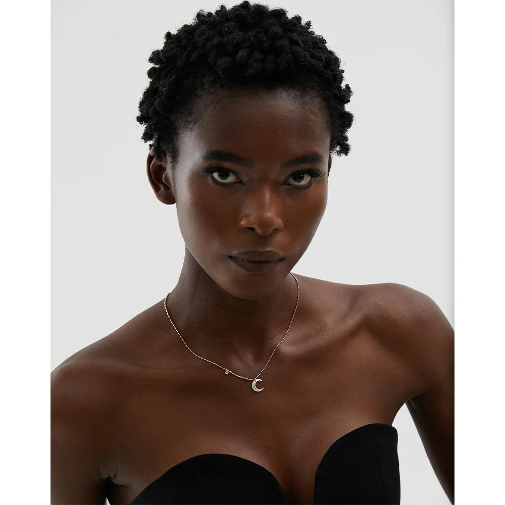 Isalene  Necklaces Gold Luna Crescent Necklace