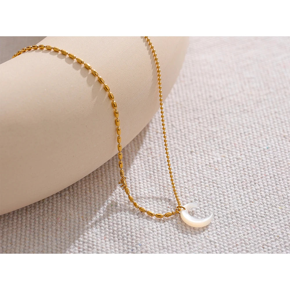 Isalene  Necklaces Gold Luna Crescent Necklace