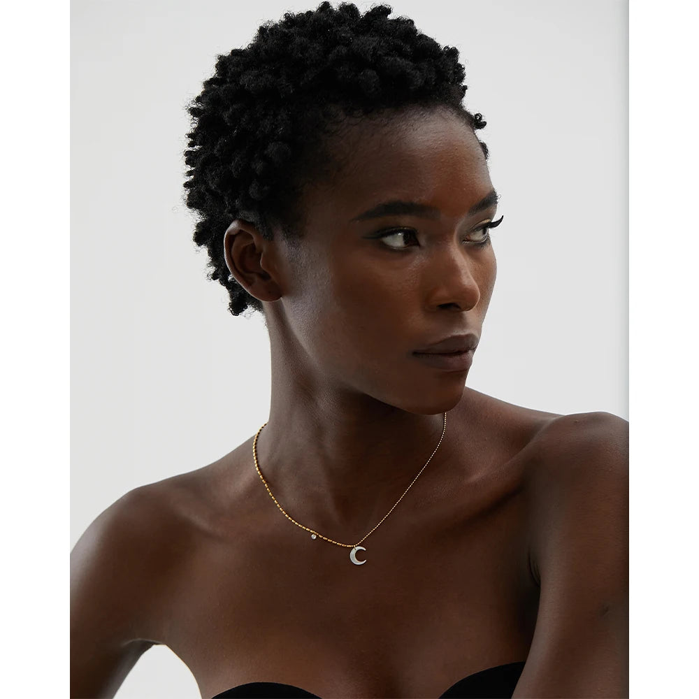 Isalene  Necklaces Gold Luna Crescent Necklace