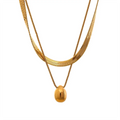 Isalene  Necklaces Gold Luna Dual Chain Egg Pendant Necklace