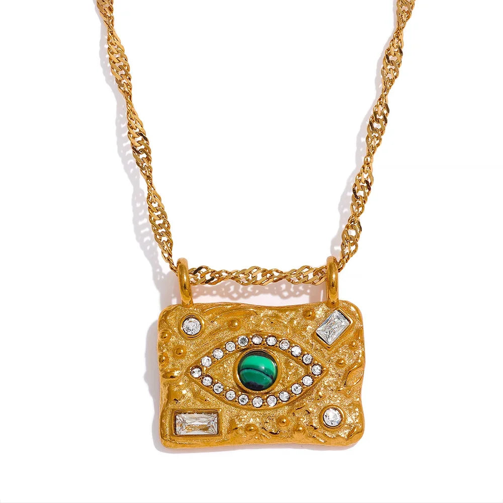 Isalene  Necklaces Gold Luna Eye Talisman Necklace