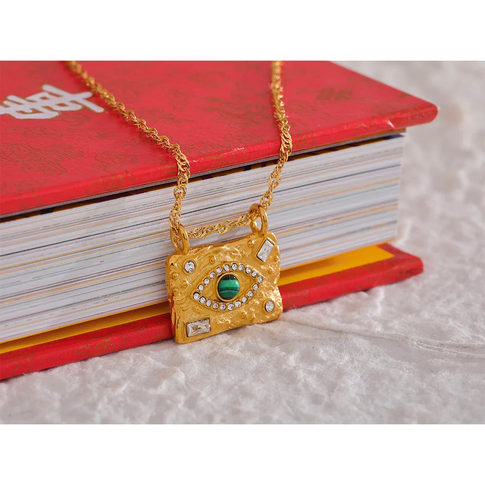 Isalene  Necklaces Gold Luna Eye Talisman Necklace