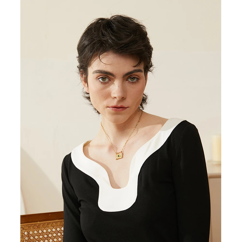 Isalene  Necklaces Gold Luna Eye Talisman Necklace