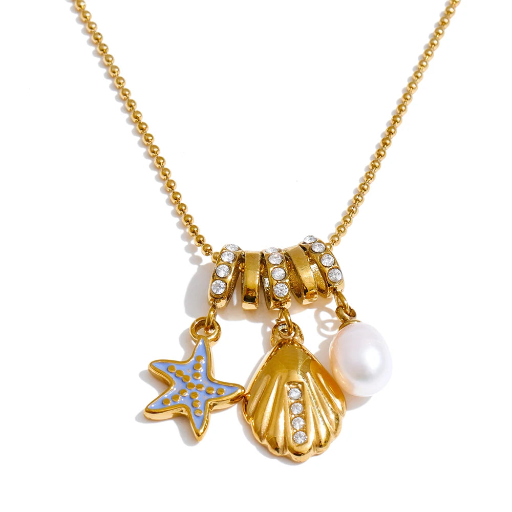 Isalene  Necklaces Gold Marina Charm Necklace